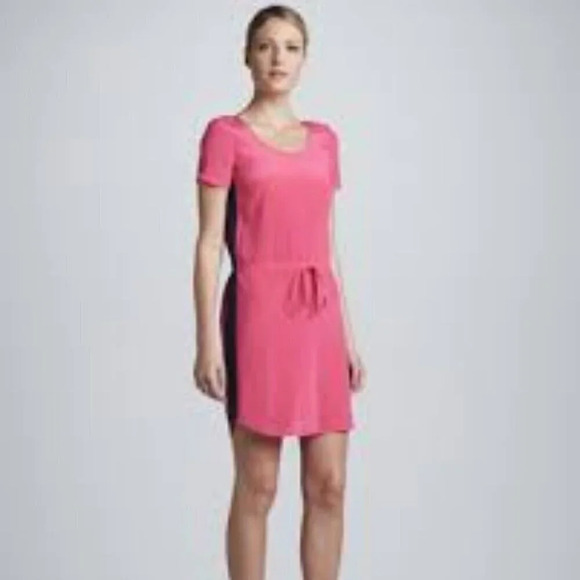DKNYC Pink silk stretch drawstring dress - Picture 2 of 7